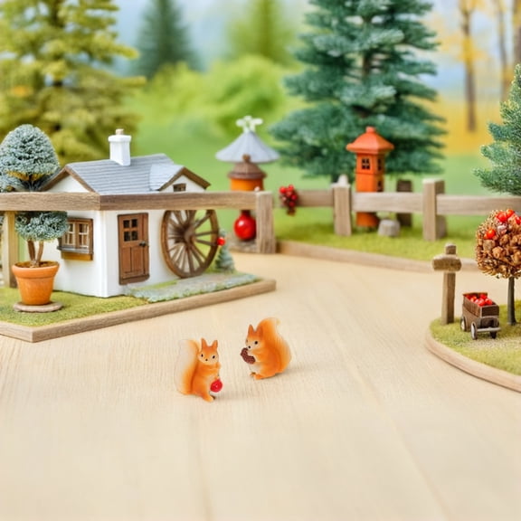 AURARMLET Cute Animal Resin Figurines, Orange Color, Realistic Details, Moss Terrarium Accessories, Home Decoration