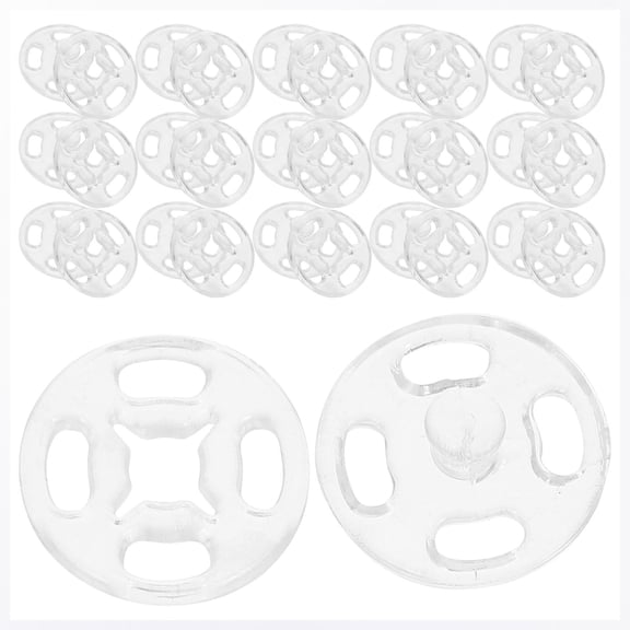 AURARMLET 80 Sets Clear Plastic Buttons, Sew- Invisible Fasteners for Fabric, Clothing, Sewing Supplies