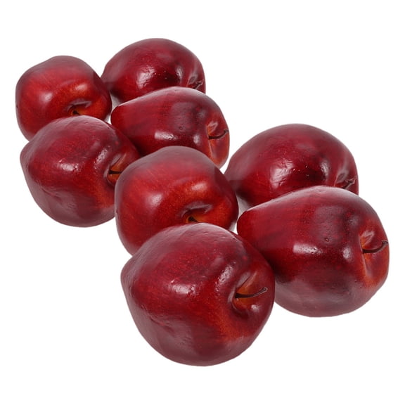 AURARMLET 8-Piece Red Artificial Plastic Fruit Decor Set for Kitchen Display and Festive Table Centerpiece Decoration