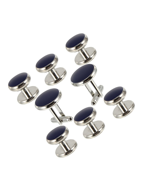 8Pcs Classic Round Copper Cuff Links Set for Mens Suit and Tuxedo Shirts