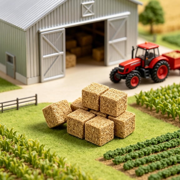 AURARMLET 8Pcs Fake Straw Bales Decorative Hay Bales Brown Wood for Model Scenery and Autumn Decor