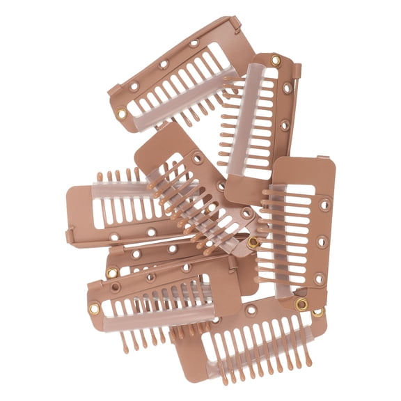 AURARMLET 8Pcs Hair Extension Clips Light Brown Metal Snap Clips for Hairpiece and Wig Fixing