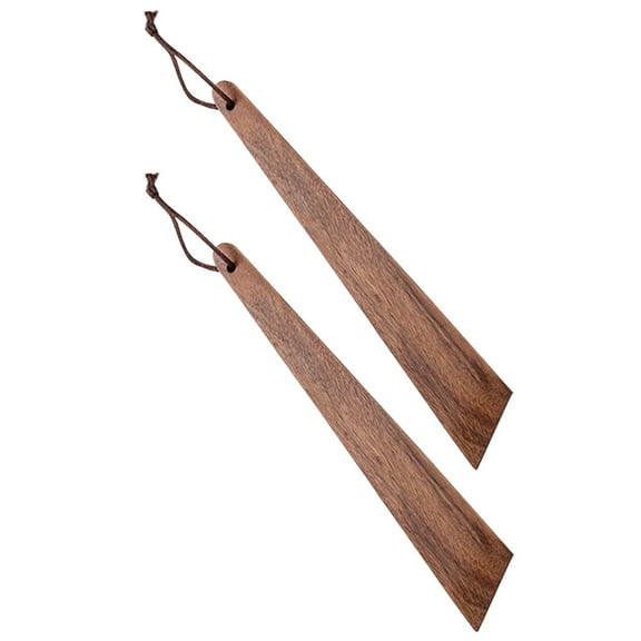 AURARMLET 2-Piece Wooden Wok Cooking Utensils Set Flat Light Brown Kitchen Tools