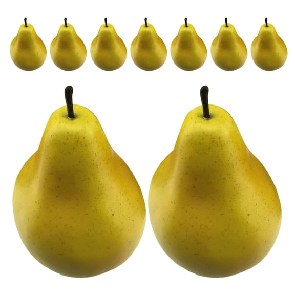 AURARMLET 9Pcs Yellow Faux Pears Artificial Decorative Fruit for Kitchen Countertop and Photo Display