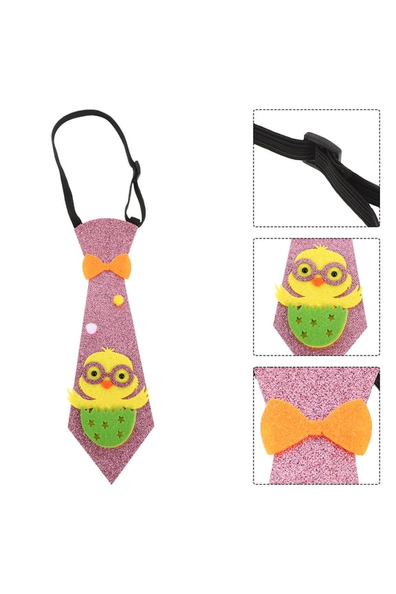 Pink Easter Neck Tie Adjustable Felt Fabric Accessory for Festival Party and Stage Performance