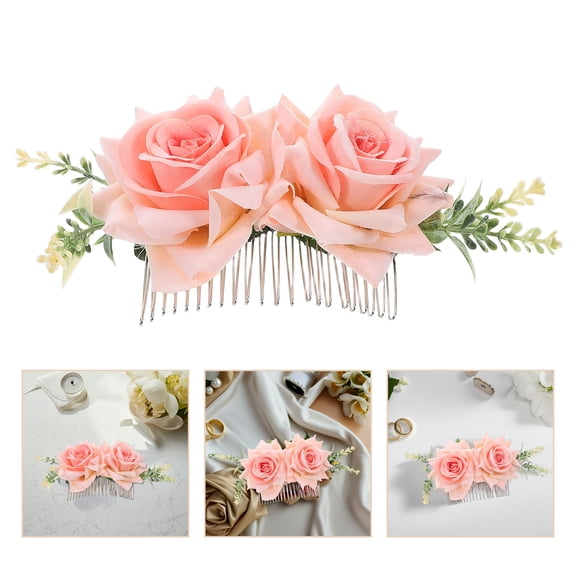 AURARMLET Floral Hair Accessories for Women with Alloy and Flannel Material for Weddings 1 Pcs Pink