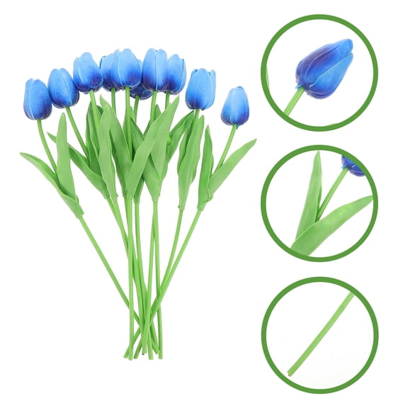AURARMLET Artificial Tulip 10Pcs Dual Blue Bouquet Shape for Homeowners and Decorators