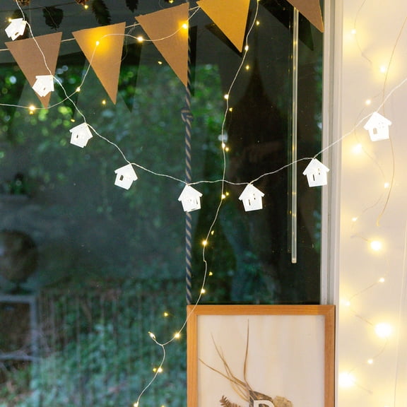 AURARMLET Assorted Color Battery Operated Cabin Shape Christmas Lights for Party Wedding Outdoor Decor 12.5