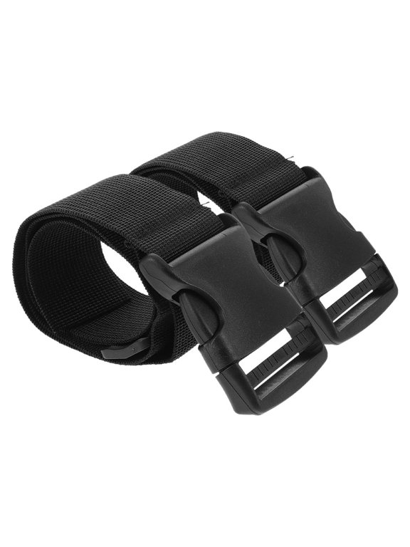 2Pcs Black Adjustable Backpack and Suitcase Straps with Extension Buckle