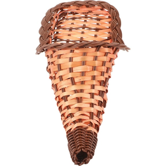 AURARMLET Rustic Horn Shaped Bamboo Storage Basket Chocolate 1 Piece 13.8x5.9x5.9in