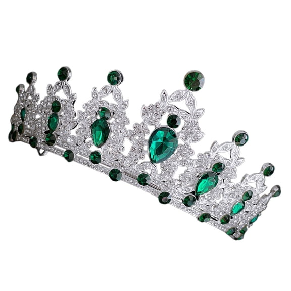AURARMLET Baroque Green Rhinestone Crown for Weddings Birthdays Proms and Special Occasion Hair Accessories