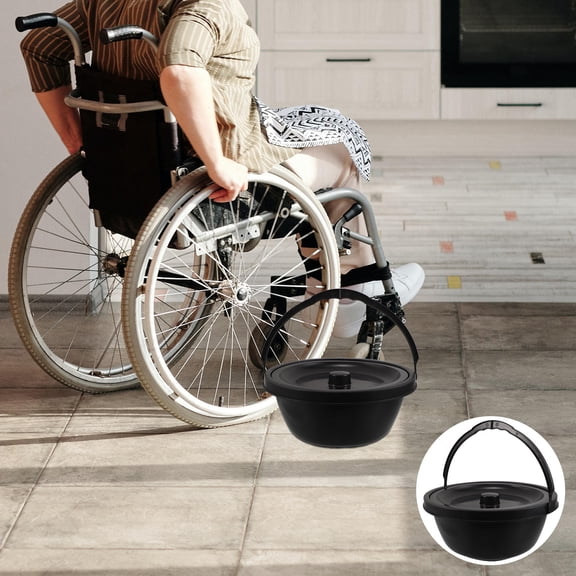 AURARMLET Black Plastic Bedside Commode Bucket Easy Installation for Elderly and Wheelchair Users