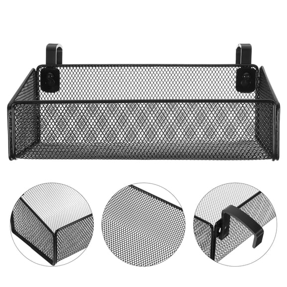 AURARMLET Bedside Organizer Basket Black Metal Hanging Storage for Books Snacks and More