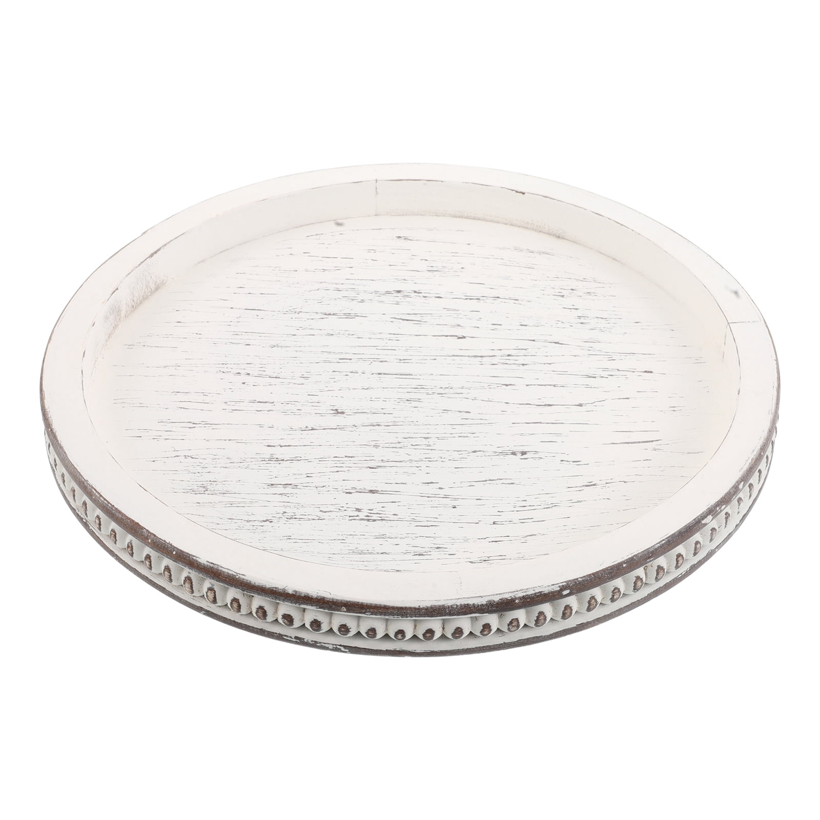 AURARMLET Beige Decorative Circle Tray Vintage Farmhouse Style Vanity ...