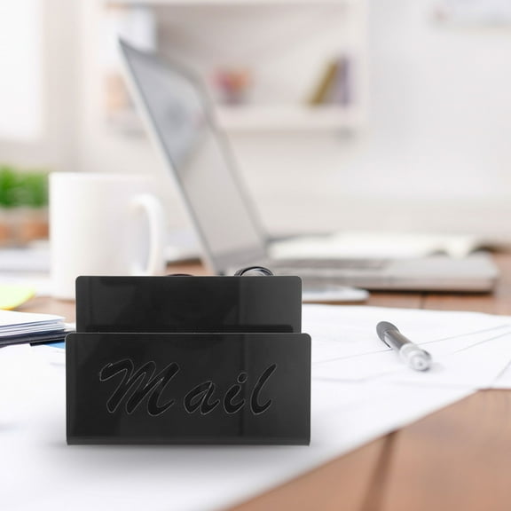 AURARMLET Black Acrylic Mail Organizer Rack for Desktop Letter Holder Postcard Display