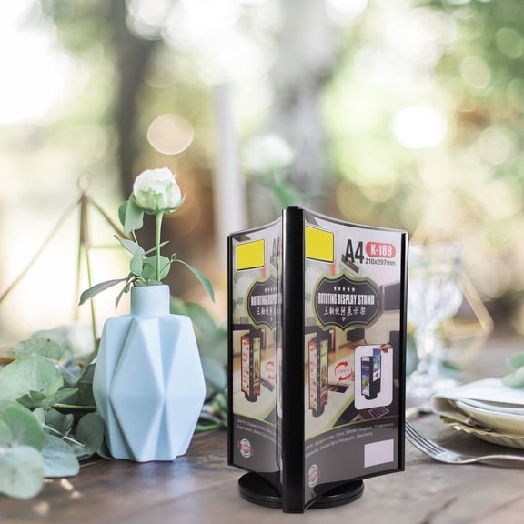 AURARMLET Black Acrylic Rotating Menu Display Stand with Stable Base for Restaurants and Events, Size 8.5 x 11 Inches
