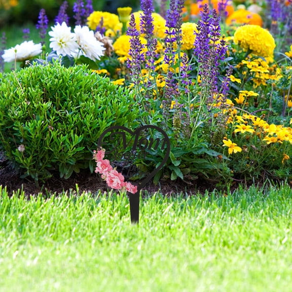 AURARMLET Black Metal Heart Memorial Garden Stake Elegant Outdoor Grave Marker for Cemetery Decoration