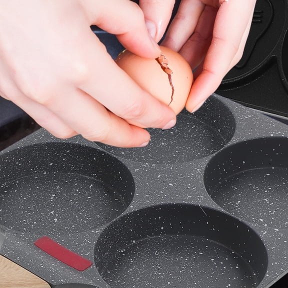 AURARMLET Black Nonstick 4- Frying Pan, Omelet Skillet for Home Kitchen Breakfast Cooking with Stay-Cool Anti-Scald Handle