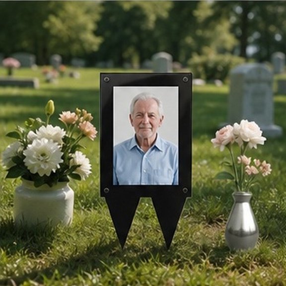 AURARMLET Black Outdoor Picture Frame for Cemetery Display with Stake and Weatherproof Acrylic