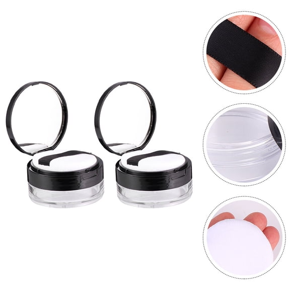 AURARMLET Loose Powder Storage Loose Powder Boxes Black Plastic 2 Sets