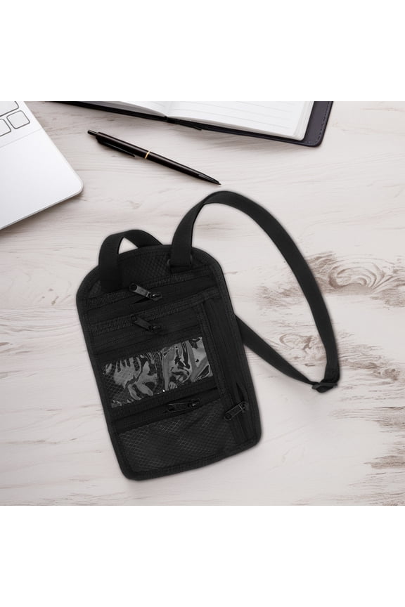 Black Waterproof Travel Passport Holder with Rfid Protection and Zippered Compartments