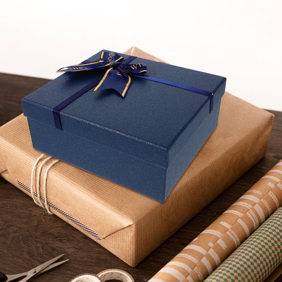 AURARMLET Blue Present Box with Bowknot and Lid for Flowers Cosmetics and Special Occasion Use