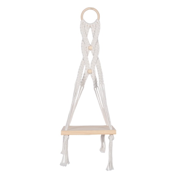 AURARMLET Boho Style Floating Corner Shelf with Handwoven Cotton Rope, Nordic White Wall Decor, 24 x 24 cm