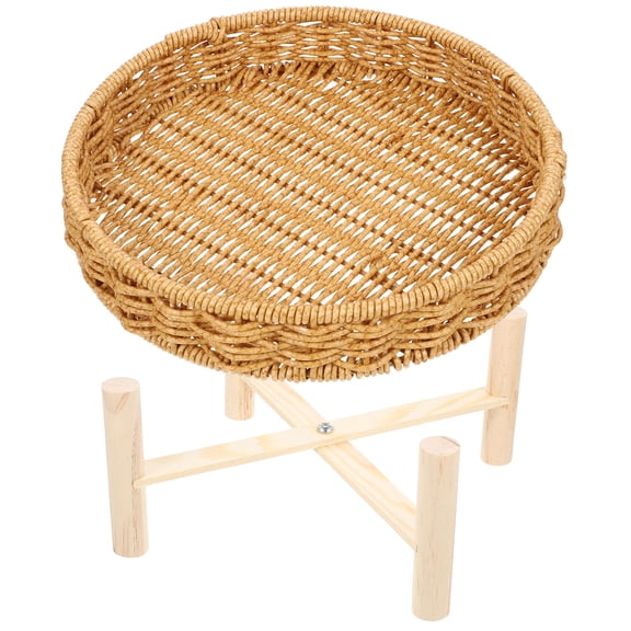 AURARMLET Khaki Wood Bread Basket for Restaurant Table Storage and Serving, 1 Piece Design