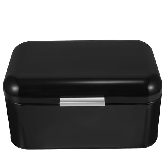 AURARMLET Black Metal Bread Box with Vintage Design Large Capacity Kitchen Storage Container