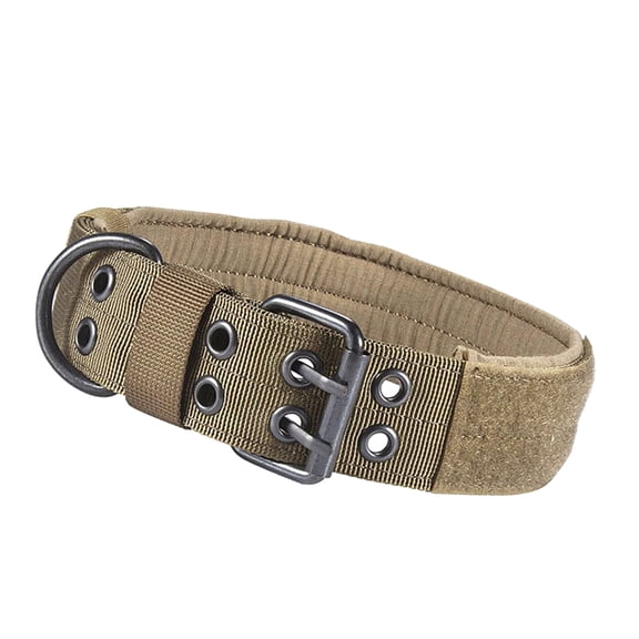 AURARMLET Brown Nylon Pet Collar with Metal Buckle, Self-Adhesive Tape, Adjustable Badge Attachment for Dogs and Cats