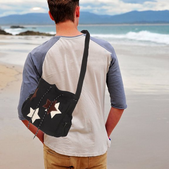 AURARMLET Unisex Canvas Messenger Bag with Stylish Star Design Large Capacity Tote for Daily Commute