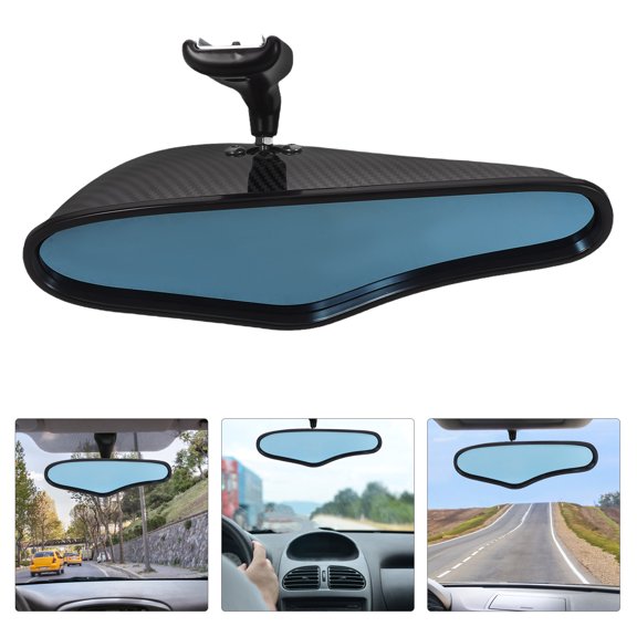 AURARMLET Car Auxiliary Rearview Mirror Replacement with Clear View and Carbon Fiber Decor Black