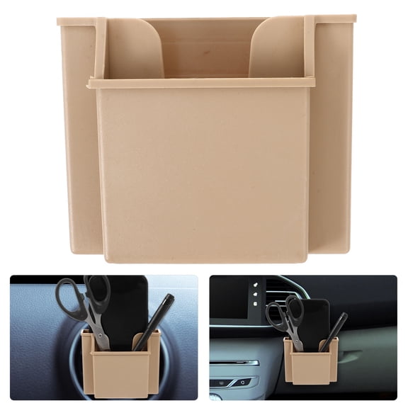 AURARMLET Car Storage Container and Console Organizer with Phone Holder in Beige
