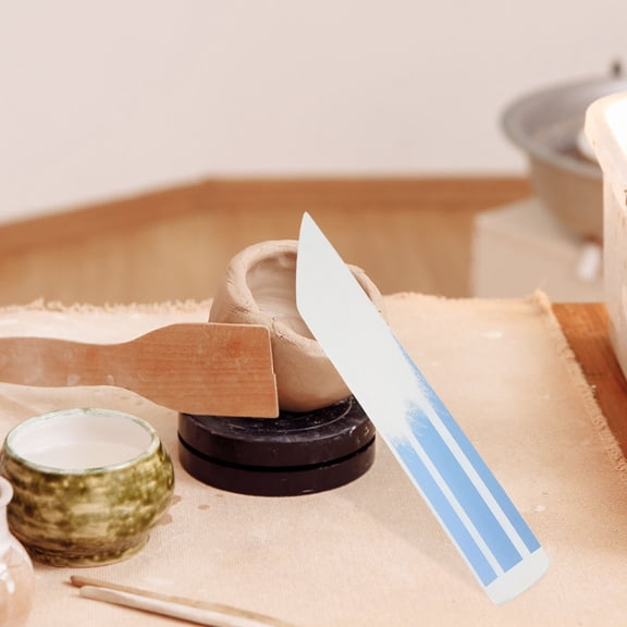 AURARMLET White Ceramic Rib Tool with Plastic Handle for Pottery, Clay Shaping and Sculpting, 1 Piece