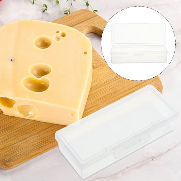 AURARMLET Cheese Container Cheese Slice Storage Box Transparent Plastic Stackable 1Set