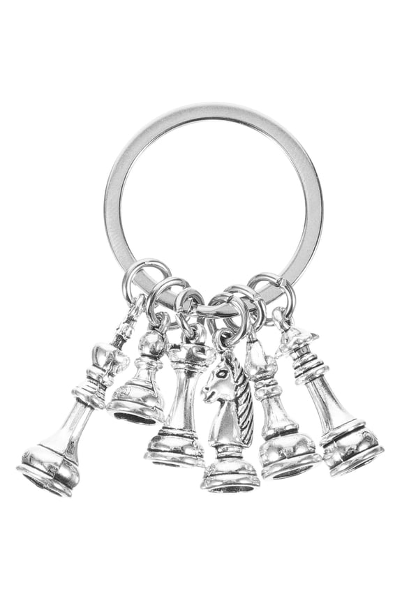 Retro Chess Piece Keychain Set, Zinc Alloy Chess Bag Accessory for Fans and Collectors, 1 Set