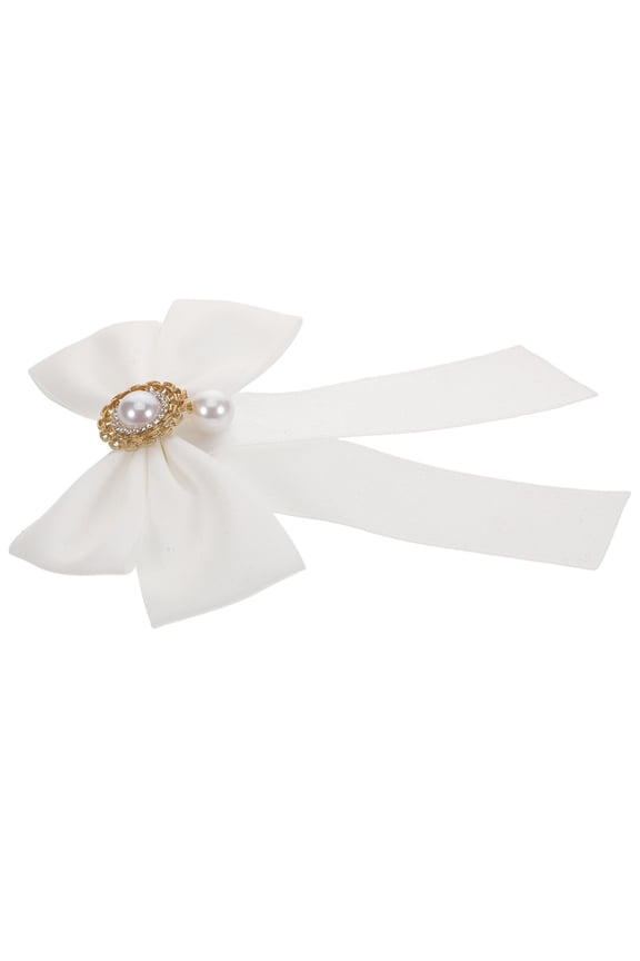White Pre-Tied Bow Tie Brooch with Pin for Elegant Dress Shirts and Formal Accessories