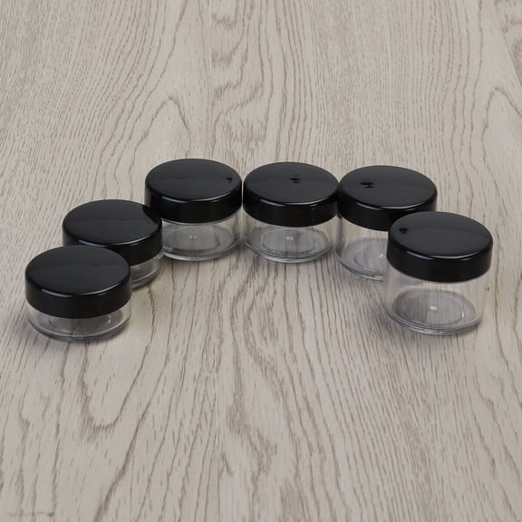 AURARMLET 3 Pack Clear Cosmetic Jars with Black Lids, 10g 15g 20g Plastic Sample Containers for Makeup Storage