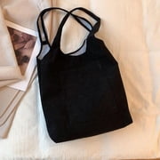 AURARMLET Simple Corduroy Tote Black Practical for Daily Storage and Outings