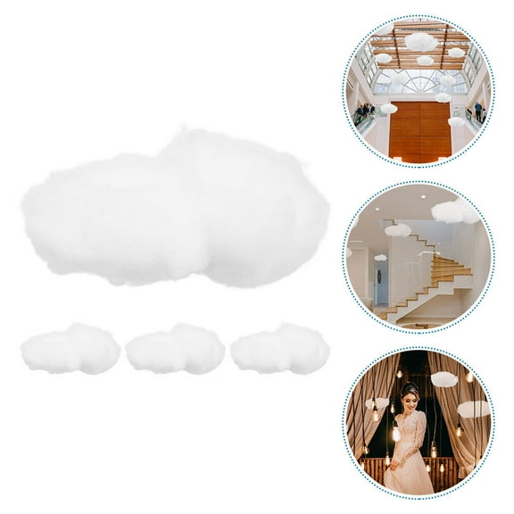 AURARMLET White Cotton Cloud Decorations 4pcs for Bedroom Ceiling Hanging Decoration