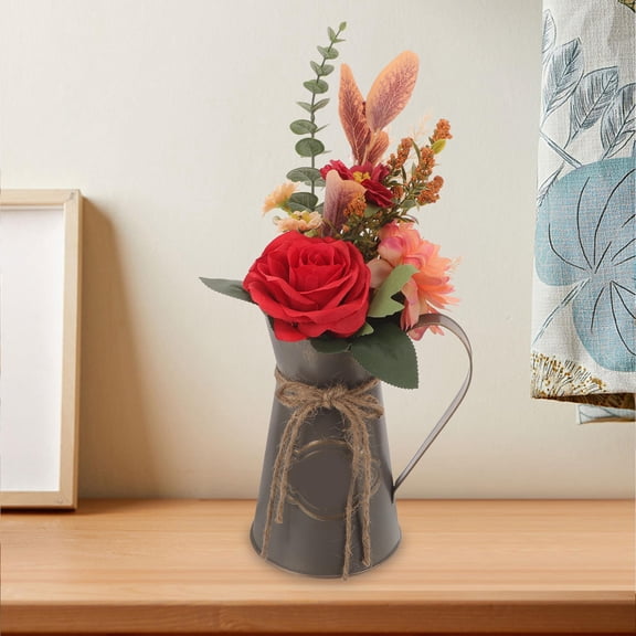 AURARMLET Rustic Coffee Metal Pitcher Vase for Flowers, Floral Arrangements, Home Decor and Decorative Display