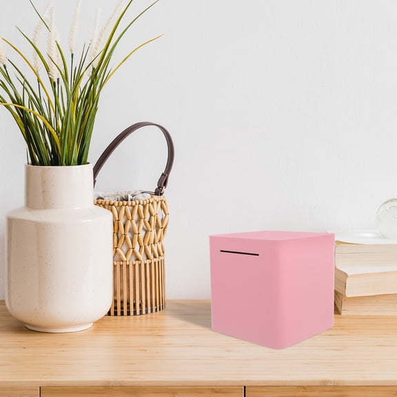 AURARMLET Compact Pink Metal Money Bank Large Capacity Safe Box for Cash Saving At Home