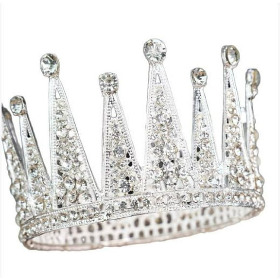 AURARMLET Rhinestone Princess Crown Alloy Full Round Queen Headdress for Party