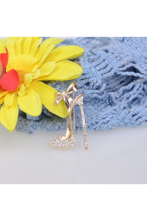 Crystal Rhinestone Shoe Charms High Heel Design Golden Color 1 Set Anti-Rust Elegant Jewelry Accessory for Shoes