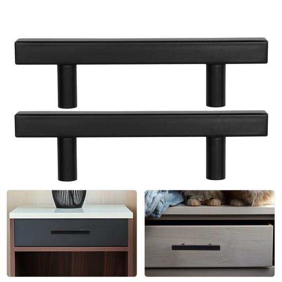 AURARMLET 4Pcs Stainless Steel Cabinet Knobs Black Finish Modern Simple Design for Home Furniture