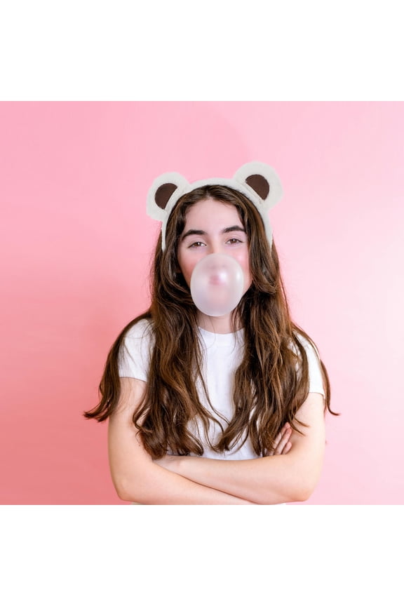 Adorable White Plush Bear Ears Headband Non- Hairband for Home, Cosplay, and Daily Wear