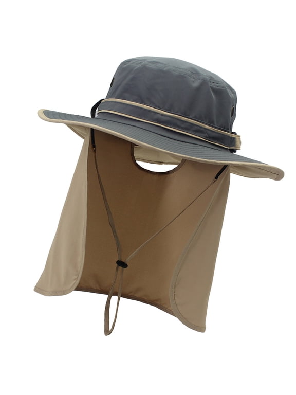 Dark Grey Bucket Hats with Flap for Sun Protection and Outdoor Use