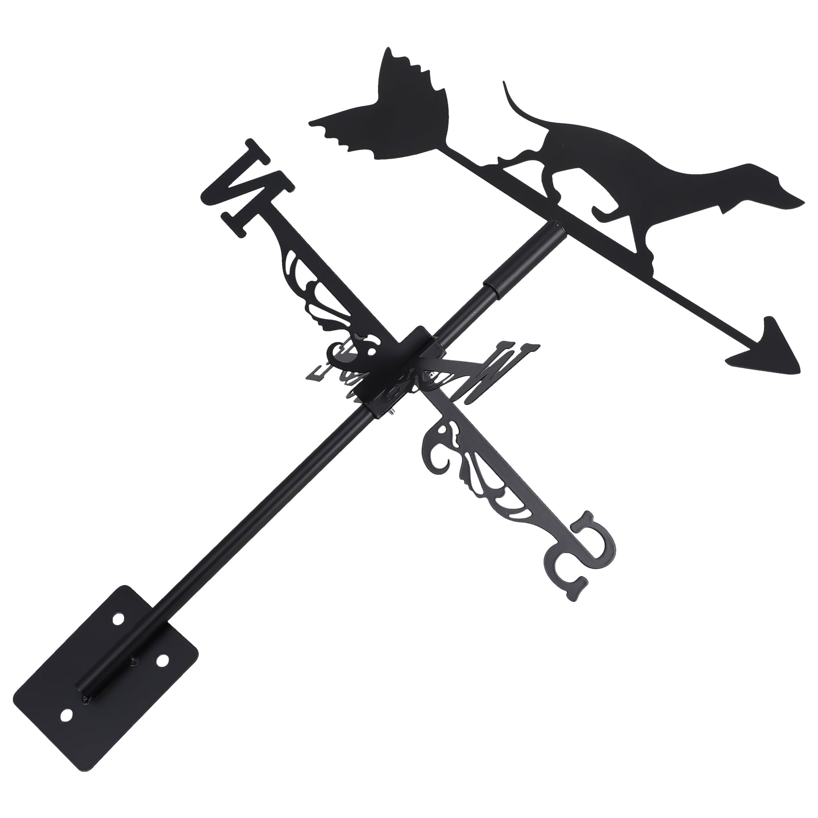 Vintage Black Metal Dog Weathervane – Outdoor Garden & Roof Wind Direction Indicator main image 1