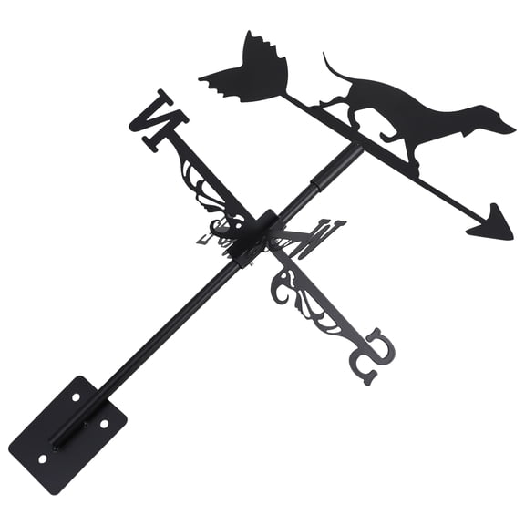 AURARMLET Decorative Black Metal Roof Weather Vane Dachshund Shape Wind Direction Instrument