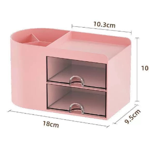 AURARMLET Compact Pink Desktop Storage with Transparent Drawers for Office
